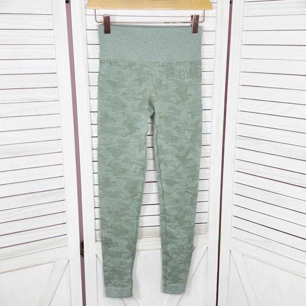 Gymshark Adapt Camo Seamless Leggings Green Small High Rise Ankle